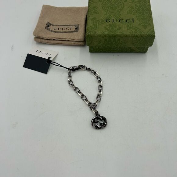 Women’s Gucci, interlocking G twisted charm sterling silver bracelet 925 Italy - Picture 9 of 12